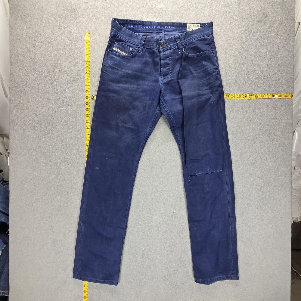 Diesel Jeans Mens 33x34 Blue Tepphar Slim Carrot Button Fly Made In Italy 0804K